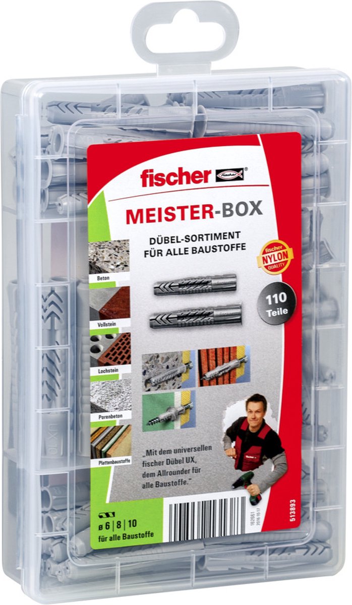 Fischer Meister-Box UX UX R Steckersortiment 513893 110 Teile