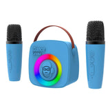 Idance karaoke set met 2 draadloze microfoons - blauw