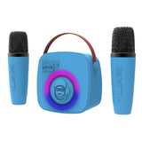 Idance karaoke set met 2 draadloze microfoons - blauw