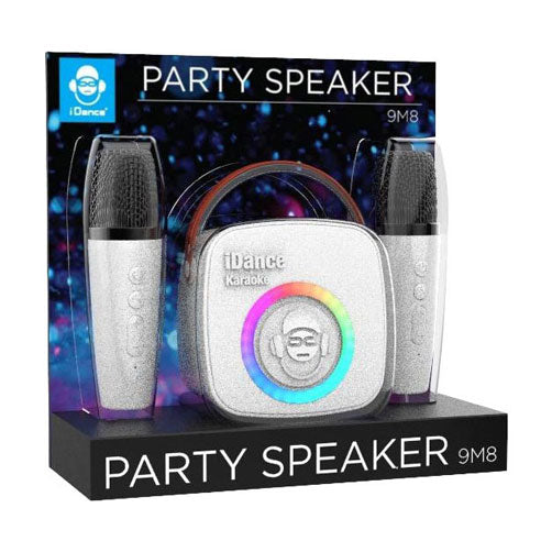 Idance karaoke set met 2 draadloze microfoons - wit