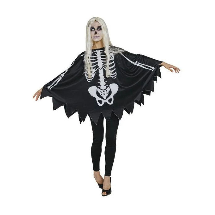 Kostuum vrouw skelet poncho - one size
