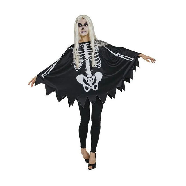 Kostuum vrouw skelet poncho - one size