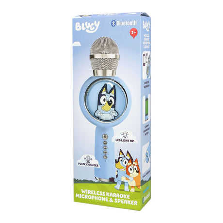 OTL Technologies Bluey – kabelloses Karaoke-Mikrofon für Kinder – beleuchtetes LED-Display – Lautsprecher – Sprachverzerrung