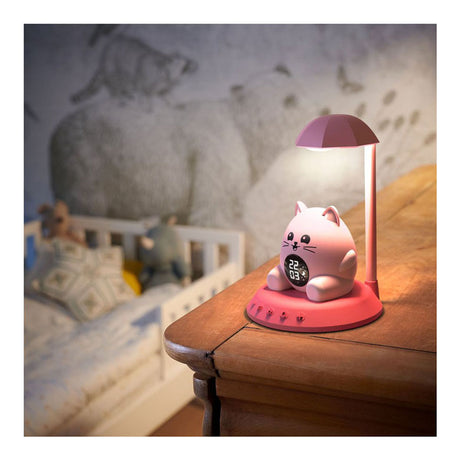 Bigben Hibuddies Hibuddies Nachtlampenwecker mit Soundeffekten für Kinder – Sun the Cat – Schlaftrainer
