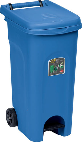Stefanplast container 'urban' - 80 liter - kliko - pedaalemmer - rolcontainer - met wielen - blauw