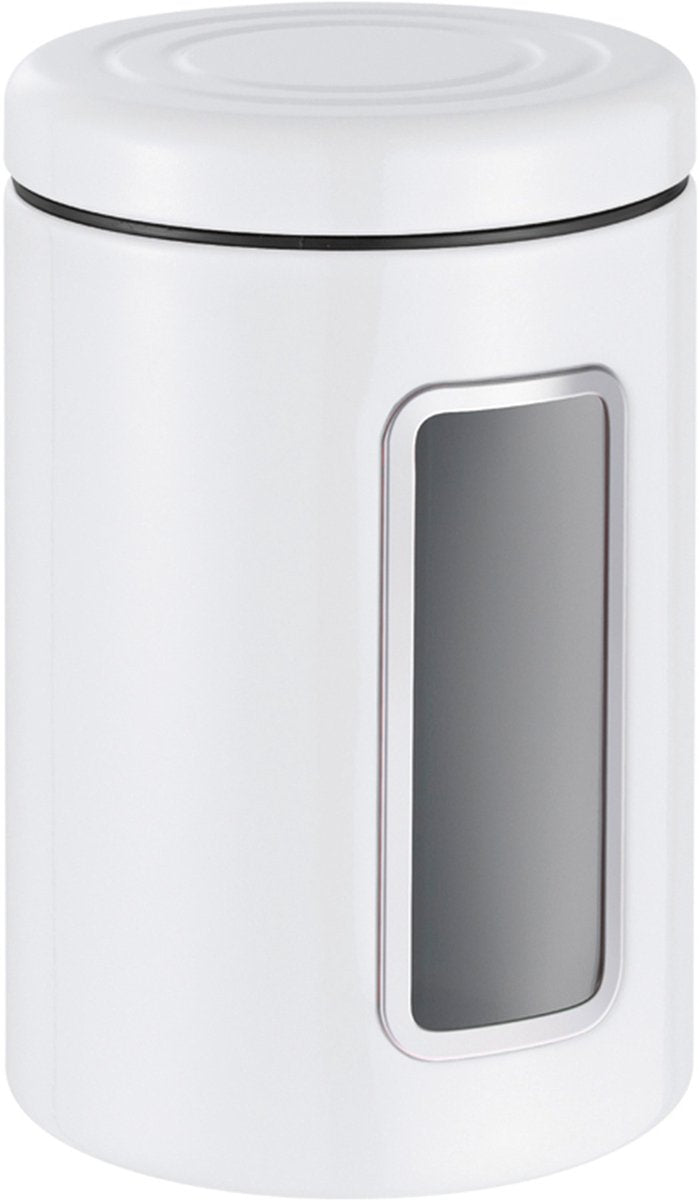 Wesco Classic Line Vorratsbehälter mit Fenster | 2 Liter | Metall - weiß | Vorratsglas