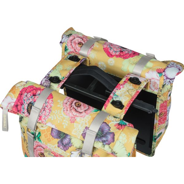 Basilikum Bloom Field Doppelfahrradbeutel, wasserdicht, Honiggelb, 35 l