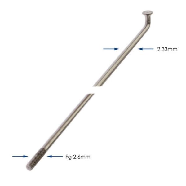 Alpina Speichen 286-13 Raggi ø2,33 mm fg 2,6 – Edelstahl (144 Stück)