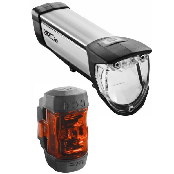 Busch Muller Beleuchtungsset Busch und Müller ixon core + ixxi Rücklicht USB wiederaufladbar 50 Lux - Schwarz Silber