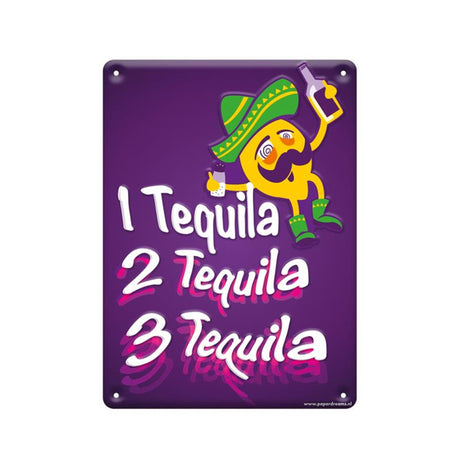 Paperdreams Textschild aus Metall 22 x 16,5 cm – Tequila trinken