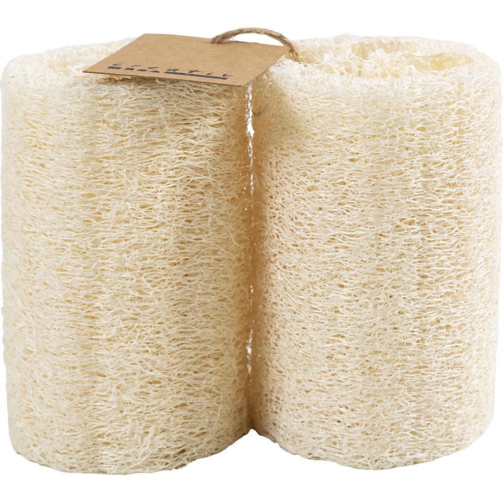 Creativ Company Natur-Luffaschwamm, L: 10 cm, D 5,5-8 cm, hell natur, 2 Stück 1 Box