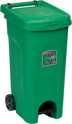 Stefanplast container 'urban' - 80 liter - kliko - pedaalemmer - rolcontainer - met wielen - groen