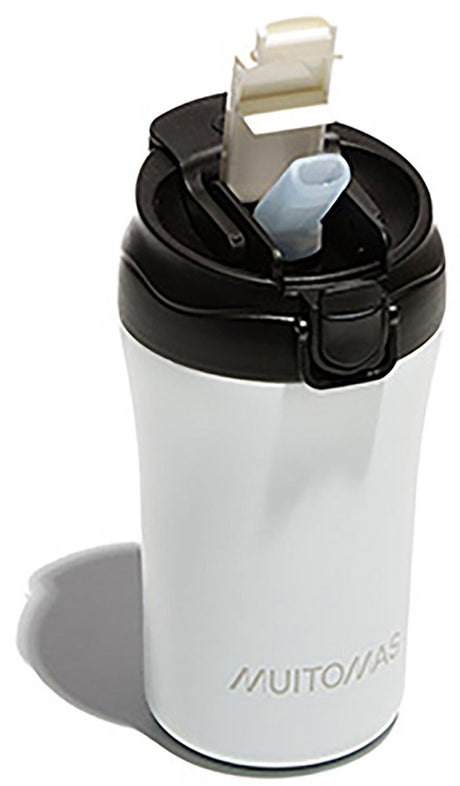 Muitomas-Thermoflasche – doppelt isoliert – 350 ml – Verschluss mit Verschluss – 12 Stunden heiße oder 24 Stunden kalte Getränke – weiß