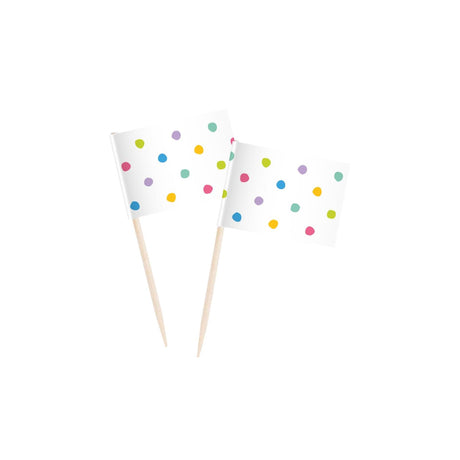 Paperdreams cocktail picks - party dots- 6,5cm hout papier 50-delig
