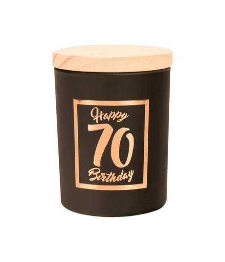 Paperdreams Duftkerze klein rosa schwarz – 70 Jahre