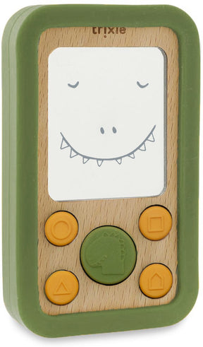 Trixie Babyphone aus Holz mit Silikon Mr. Dino – 0 Monate+ – Beißspielzeug – schön als Geschenk zur Schwangerschaft