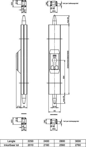 Aufputz-Getriebe von Nemef – 5092 – RAL 9010 – 2250–2010 mm – SKG*** – A000191945