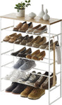 Yamazaki schoenenrek met houten bovenblad - 6 niveaus - tower - wit