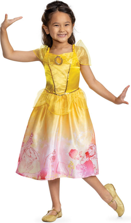 Disney-Prinzessin-Verkleidung – Die Schöne, das Biest, klassisches Belle-Storybook-Kleid, Größe S (5–6 Jahre), Mädchen