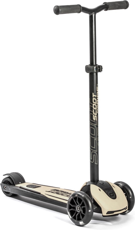 Scoot Ride Highwaykick 5 LED – Kinderroller – LED-Vorderräder, 3 Räder, Anti-Rutsch-Deck-Fußbremse – verstellbarer Lenker 60–90 cm, abnehmbarer Lenker – 5+ Jahre (118–180 cm), max. 80 kg, PU-Räder 120 80 mm, Esche