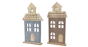Huis vilt 2 assortie grijs taupe 21x6x52cm