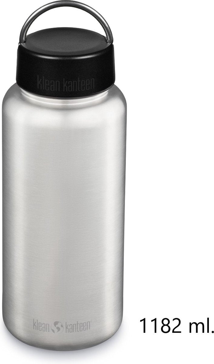 Klean Kanteen Trinkflasche, breit, Edelstahl, 40 oz, 1182 ml, breit, mit Schlaufenverschluss