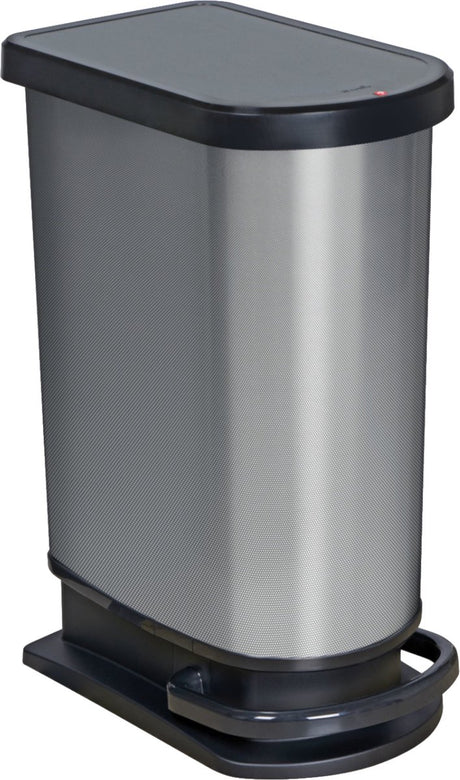 Rotho Paso Mono Treteimer - Abfalleimer 50l - BPA-frei - Silbermetallic