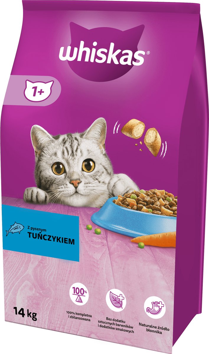 Whiskas - Trockenfutter für Erwachsene - Thunfisch - Gemüse - 14 kg