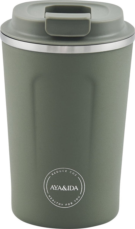 Aya ida aya ida - cup2go - Thermobecher - Kaffeebecher - Coffee to go - Reisebecher - zum Mitnehmen - 380ml - Tropengrün