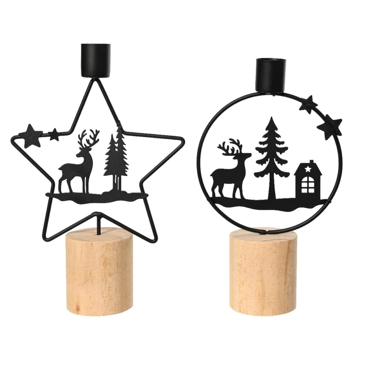 Decoris Kerzenständer Weihnachtsszene schwarz h21cm