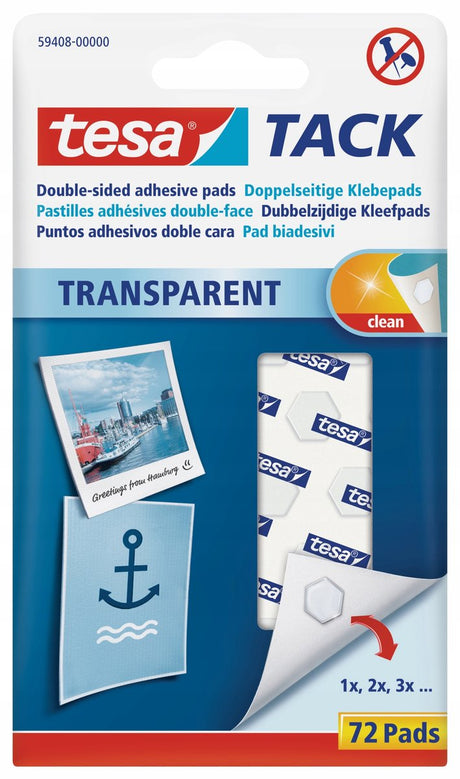 Tesa Tack Klebe-Kreispads – 72x Stück – Selbstklebendes doppelseitiges Klebeband – Klebe-Kreispads für unter anderem Fotos, Zeichnungen und Karten