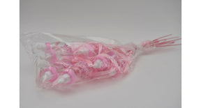 Pak á 12 baby flesje roze met lint op stok 50cm