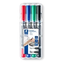 Staedtler Lumocolor Permanent Duo - Permanentmarker mit 2 Spitzen (f m) - Box 4 Stk