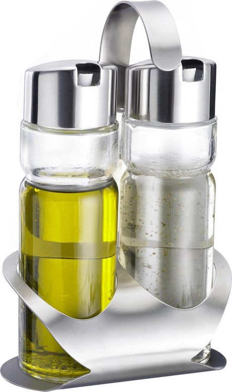 Westmark Öl- und Essig-Set, 3-teilig, Fassungsvermögen: je 160 ml, Edelstahlglas, weiß, silber transparent, 65042260