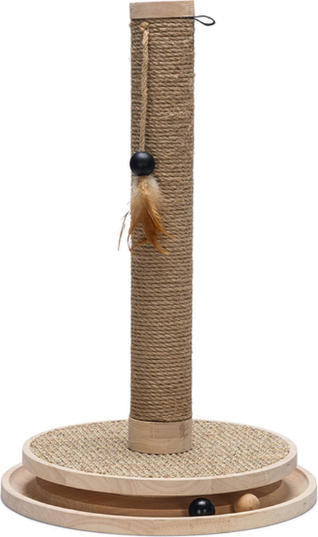 Designed by Lotte Kratzbaum Zavi – Katzenkratzbaum – inkl. Spielbälle + Seil – Holz – 39,5–39,5–62 cm