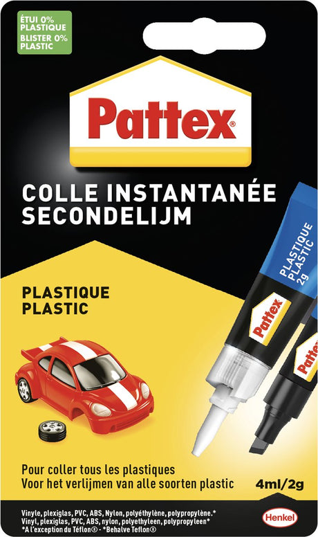 Pattex Kunststoffkleber 2 g + 4 ml | universeller Kunststoffkleber für alle Anwendungen | Zum Binden Duo-Kunststoff-Kleber verwenden.