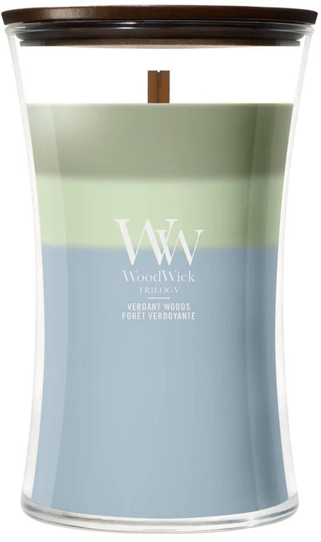 Woodwick hourglass - trilogy verdant woods - large geurkaars - 130 branduren
