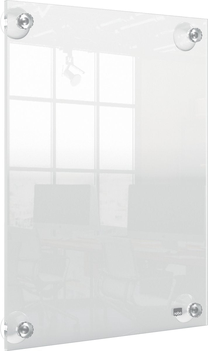 Nobo Premium Plus beweglicher A4-Posterrahmen für die Wand – mit Saugnapfbefestigung – transparentes Acryl