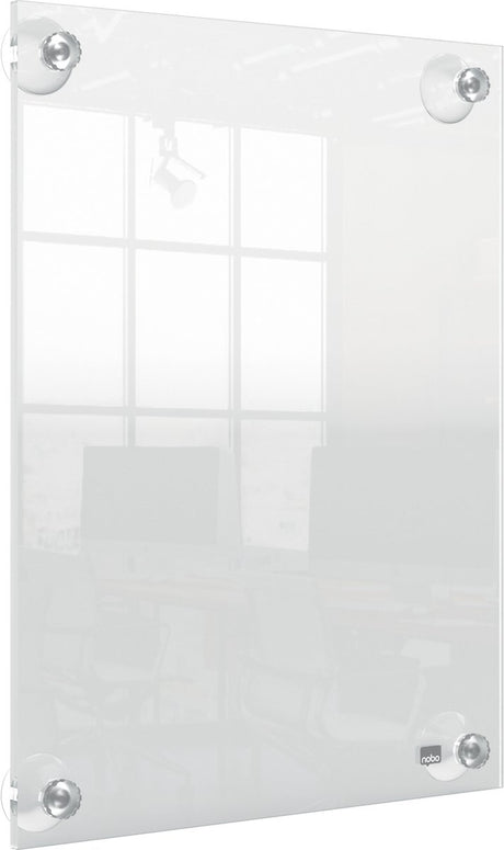 Nobo Premium Plus beweglicher A4-Posterrahmen für die Wand – mit Saugnapfbefestigung – transparentes Acryl