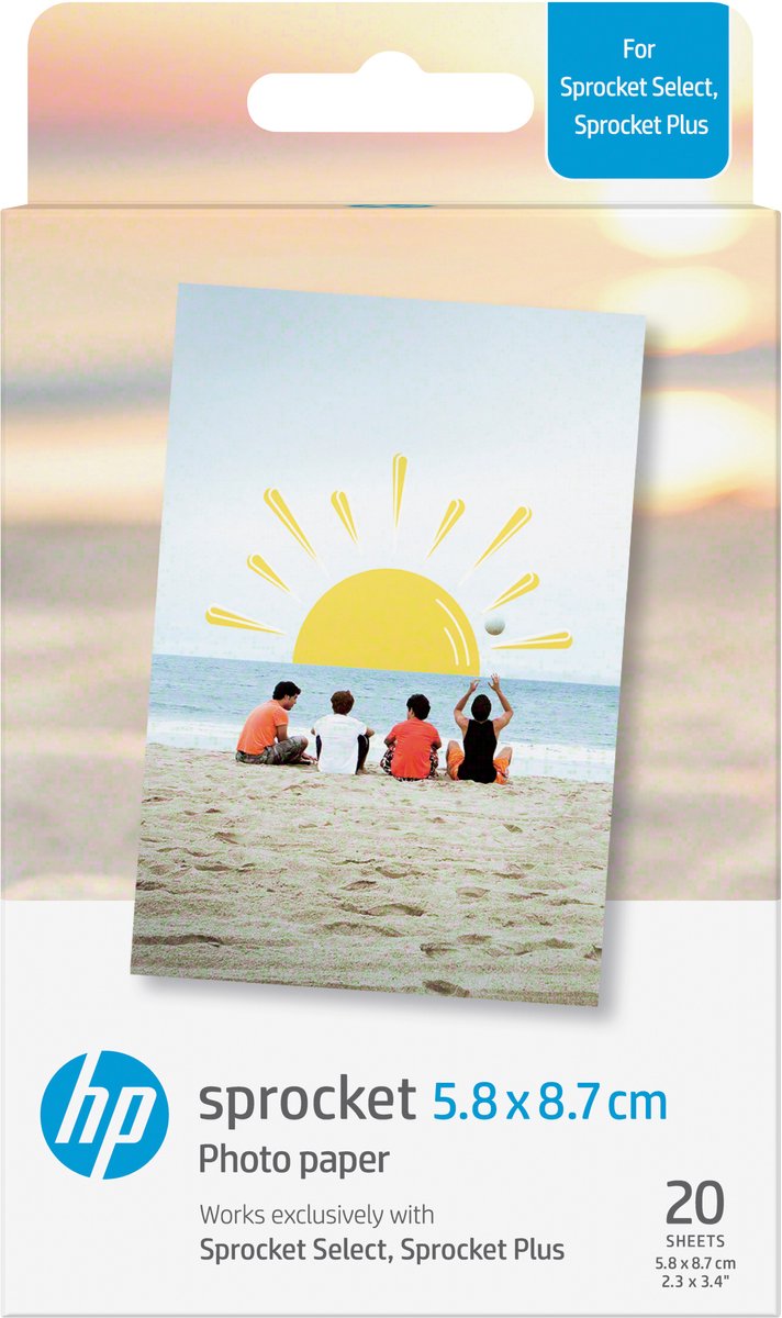 HP Sprocket Plus selbstklebendes Fotopapier – 58 x 87 mm – 20 Stück