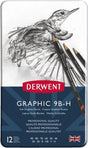 Derwent graphic soft potlodenset in blik - grafietpotloden in 12 hardheden - 12 stuks