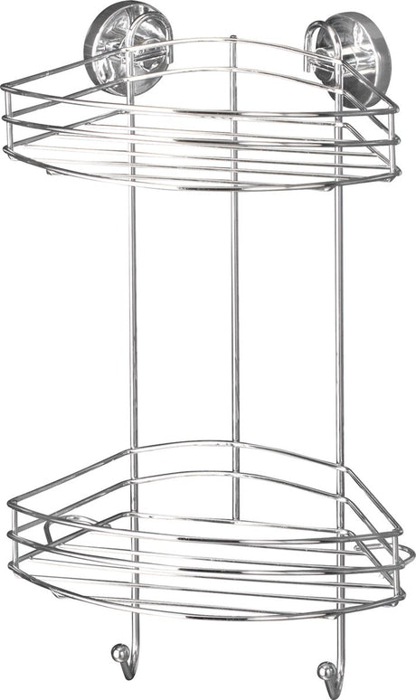 Wenko vacuum-loc hoekrek 2-laags chroom 24x16x41cm - doucherek - douchemand - bevestigen zonder boren
