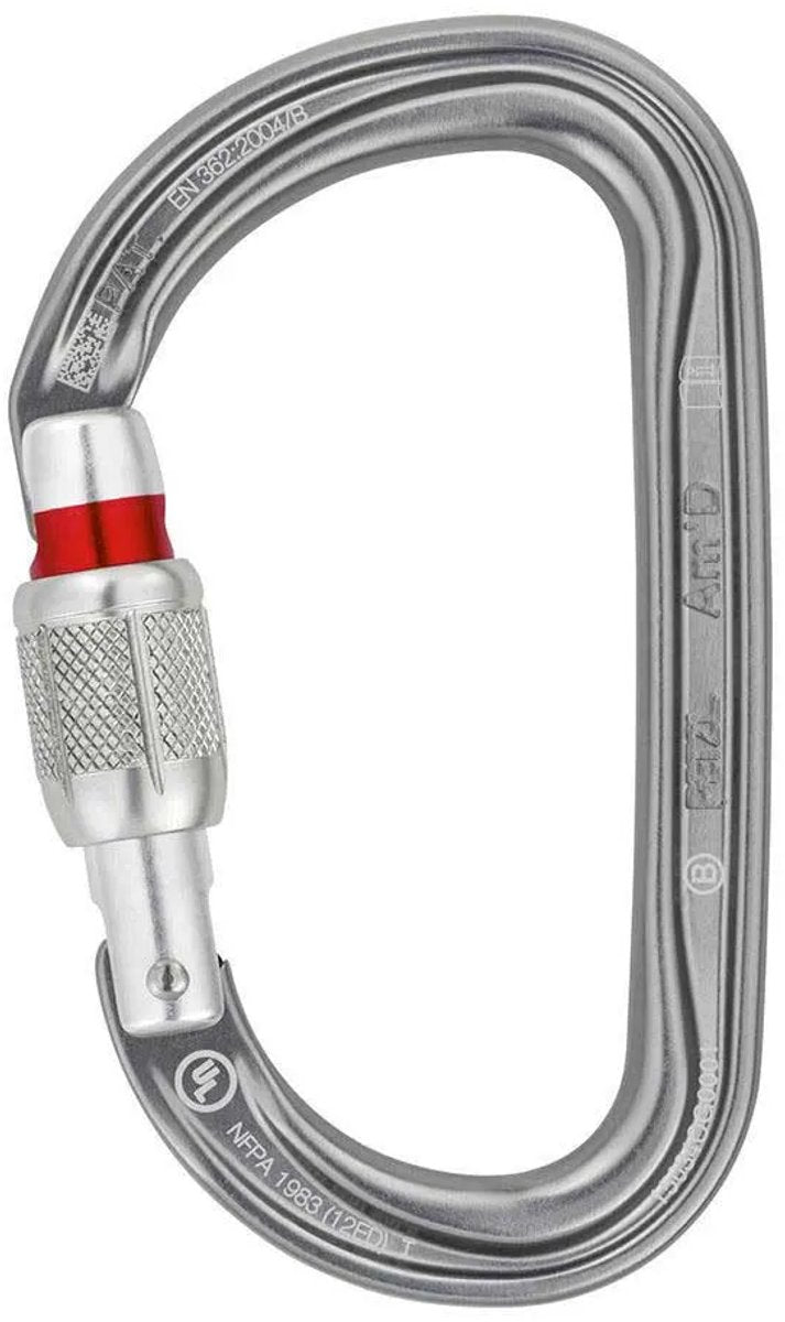 Petzl am'd screw lock asymmetrische schroefkarabiner zilver