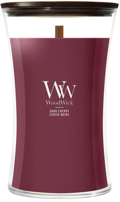 Woodwick hourglass - dark cherry - large geurkaars - 130 branduren