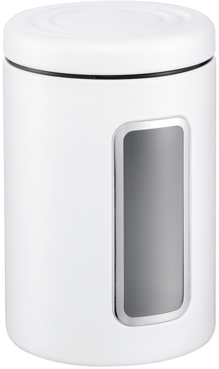 Wesco Classic Line Vorratsbehälter mit Fenster | 2 Liter | Metall - mattweiß | Vorratsglas