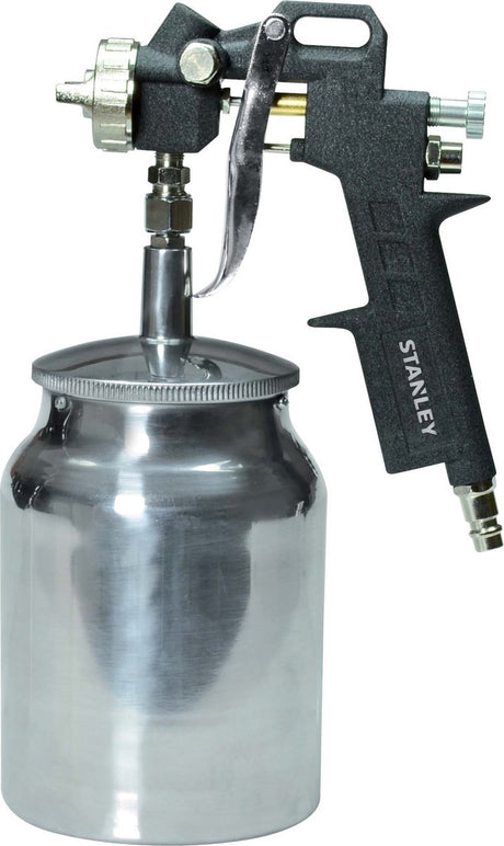 Stanley Lackierpistole 151093xstn – Farbspritzgerät für Kompressor – Farbbehälter 1 l – 150 l min – 4 bar – Schwarz