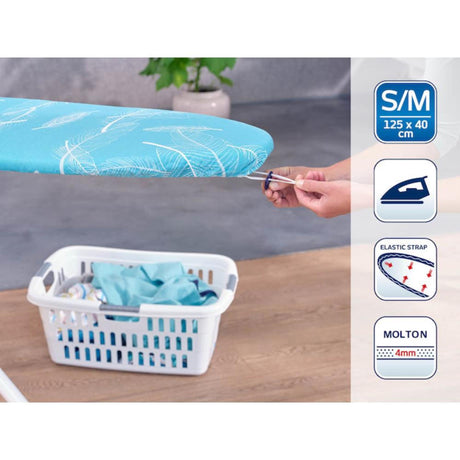 Leifheit Bügeltischbezug Thermo Reflect S M – 125 x 40 cm Bügelfläche – 3 mm dickes Molton – Blau