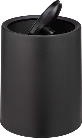 WENKO Abfalleimer Atri 6 Liter aus schwarzem Kunststoff, mit Schwingdeckel und Inneneimer - Mülleimer - Mülleimer - Mülleimer - Mülleimer - Schwarz