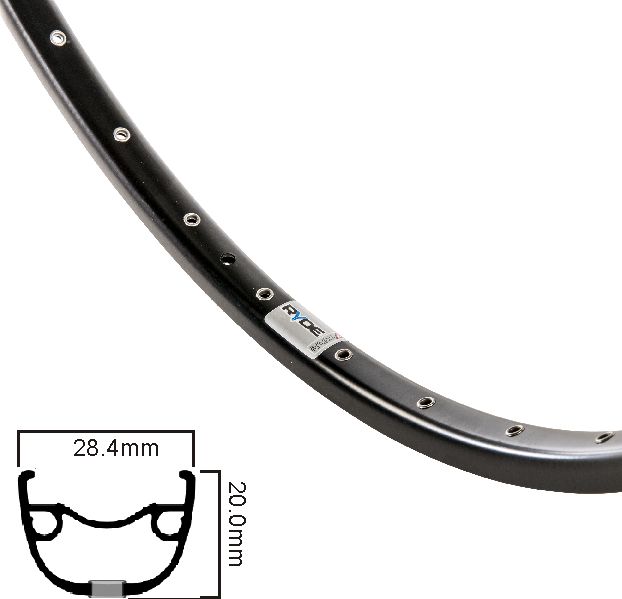 Ryde-Felge Rival 23 28 Zoll (622), schwarze Scheibe, 32 Löcher, Einzelbuchse