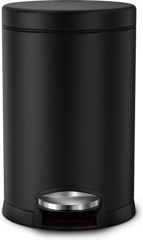 Simplehuman Abfallbehälter rund 4,5 l - Schwarz - Edelstahl